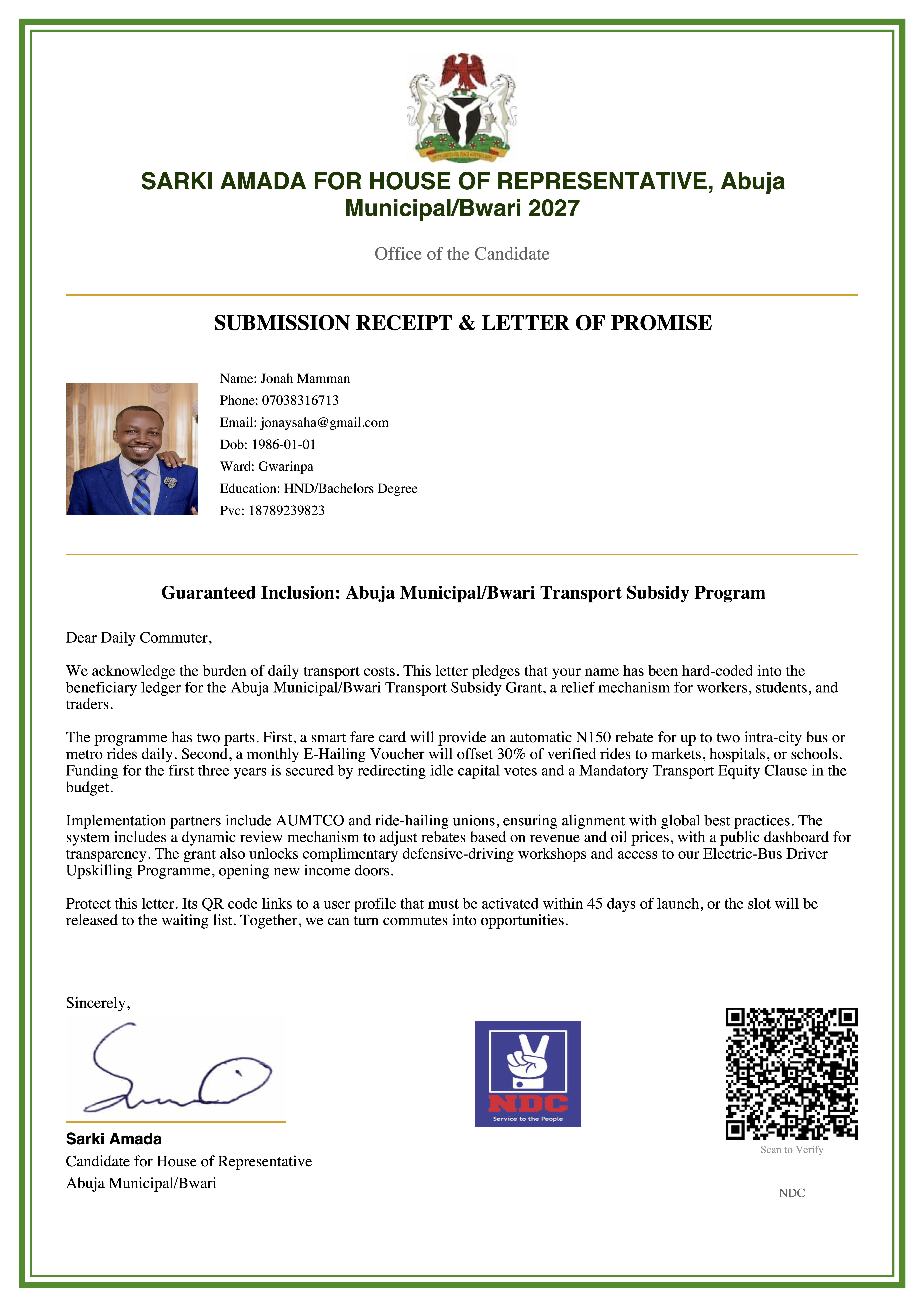 Sample Promise Letter PDF